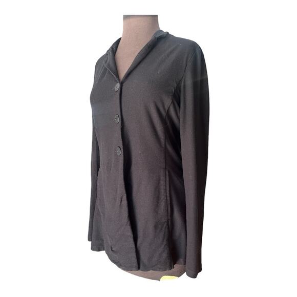 Eileen Fisher Slinky Black Old Money Minimalist Viscose Nylon Spandex Jacket XS - Picture 2 of 7
